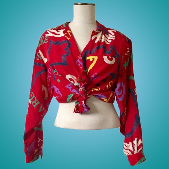 Alan Austin Tops - VINTAGE ALAN AUSTIN '80s Printed Silk Blouse